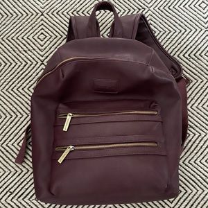 Honest City Backpack/Diaper Bag - maroon vegan leather